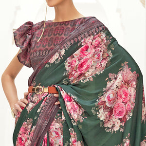 green-partywear-floral-digital-printed-silk-saree-138801