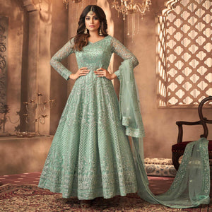 green-partywear-floral-embroidered-butterfly-net-anarkali-suit-124264