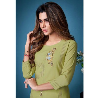 green-partywear-floral-embroidered-handwork-silk-kurti-palazzo-suit-140670
