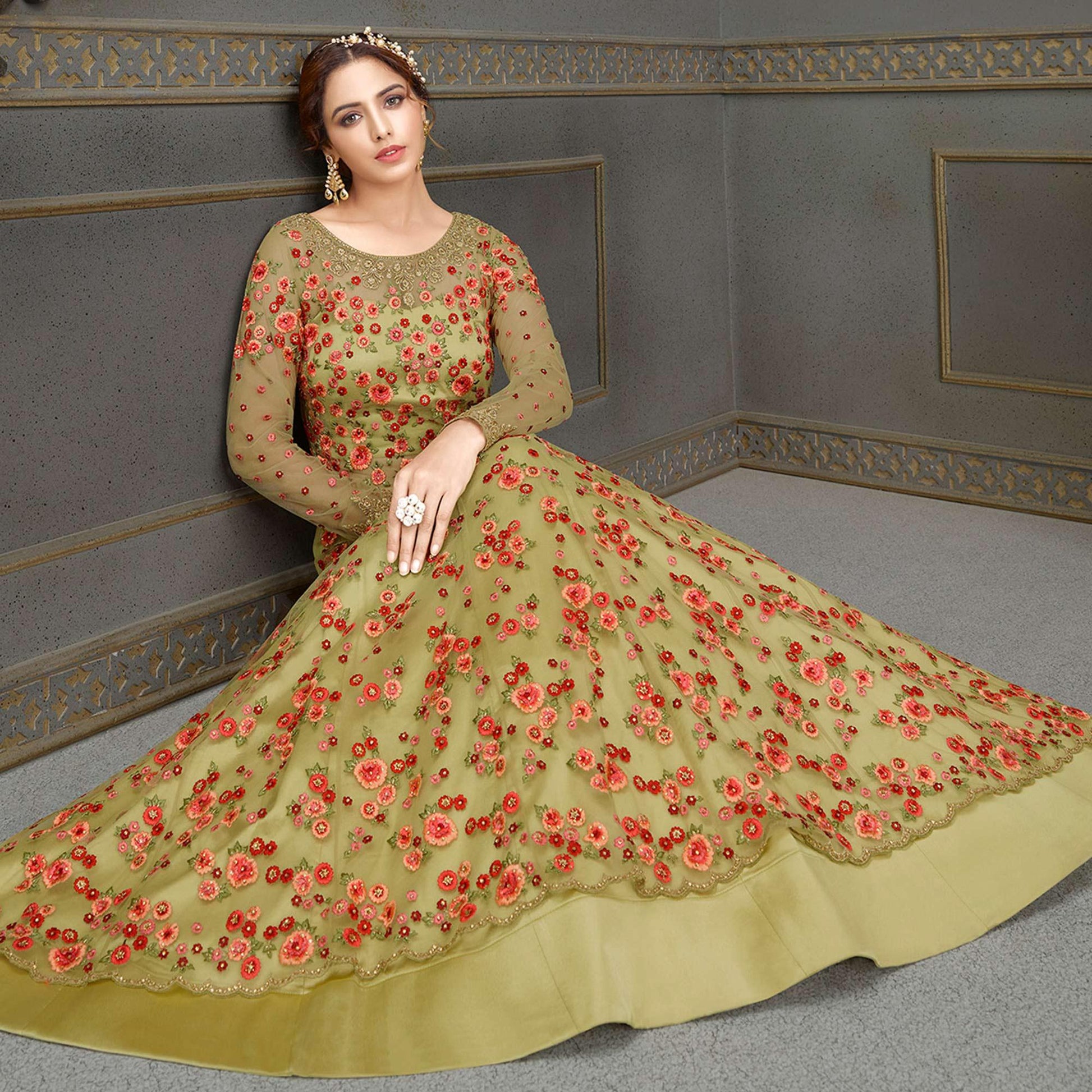 green-partywear-floral-embroidered-handwork-soft-net-gown-128482