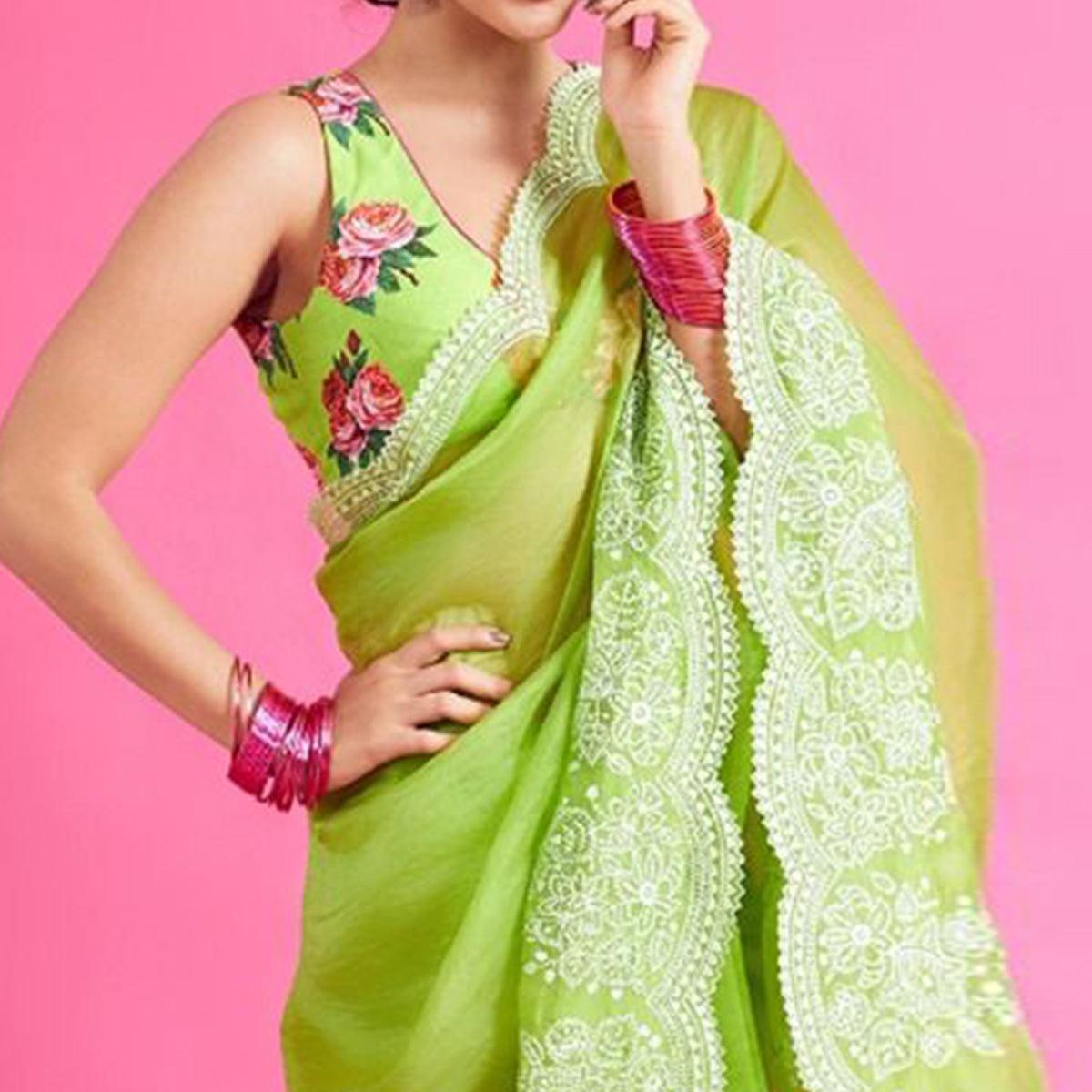 green-partywear-floral-embroidered-organza-saree-123816