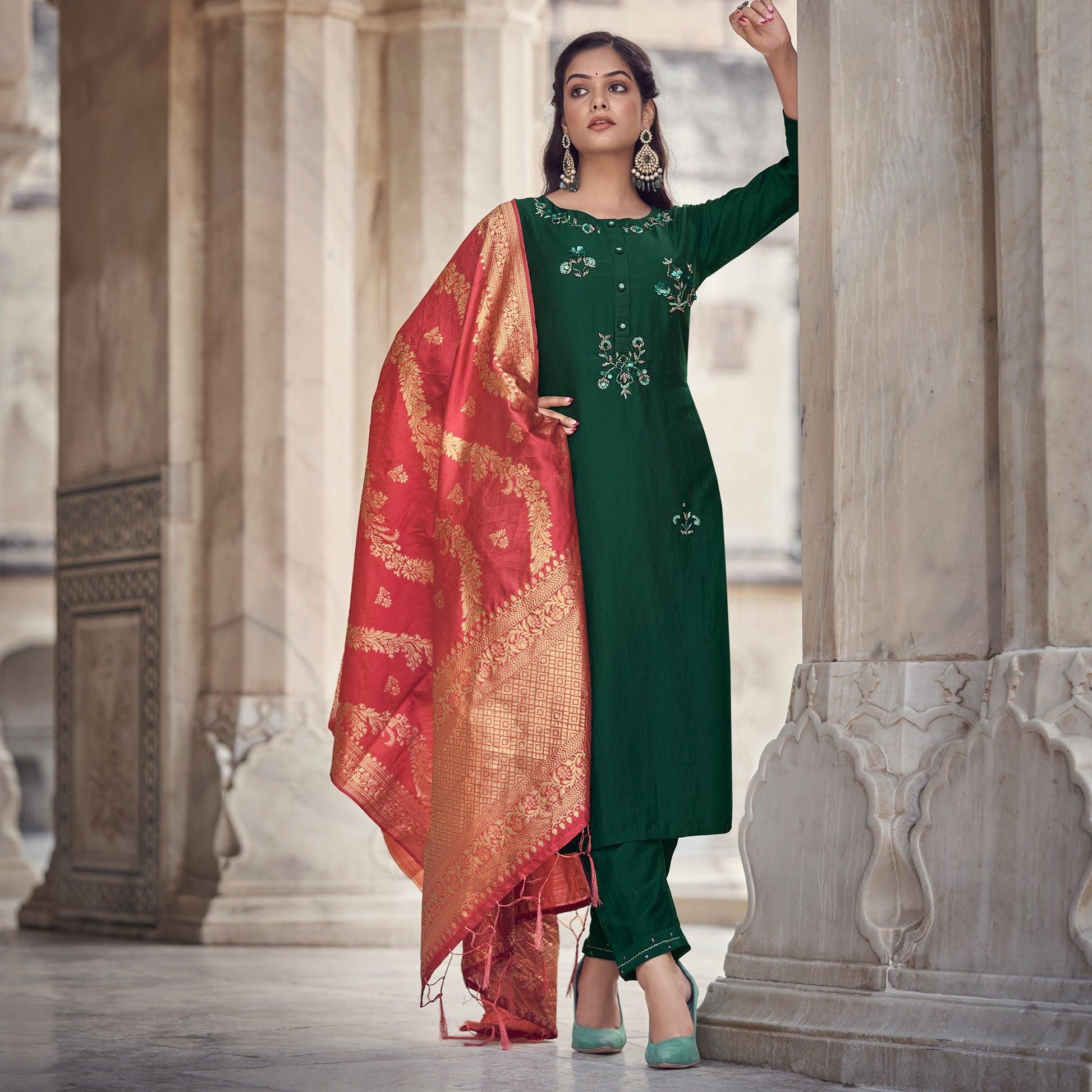 green-partywear-floral-embroidered-silk-suit-123013