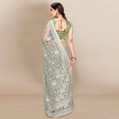 green-partywear-floral-embroidered-soft-net-saree-129763