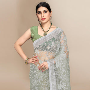 green-partywear-floral-embroidered-soft-net-saree-129763