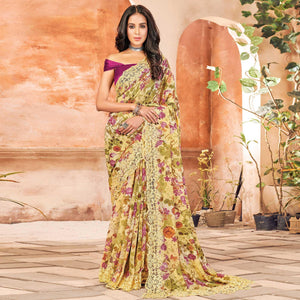 green-partywear-floral-printed-georgette-saree-designer-lace-127493