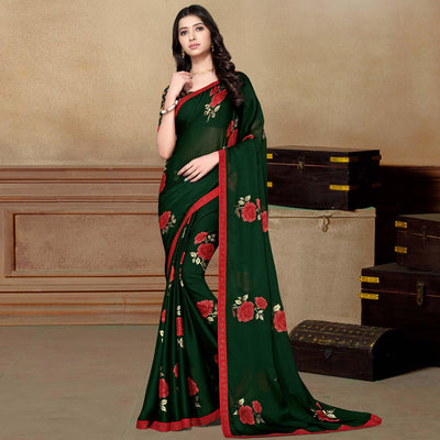green-partywear-foil-printed-embellished-moss-chiffon-saree-136961
