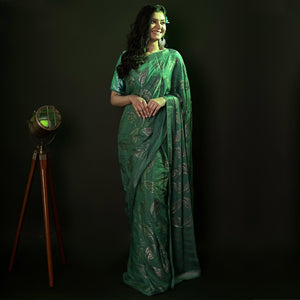 green-partywear-foil-printed-diamond-lace-brasso-saree-135528
