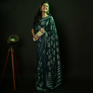 green-partywear-foil-printed-diamond-lace-brasso-saree-135533