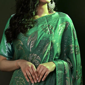 green-partywear-foil-printed-diamond-lace-brasso-saree-135528