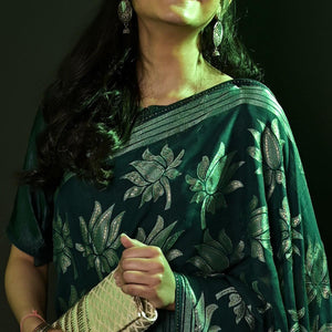 green-partywear-foil-printed-diamond-lace-brasso-saree-135533