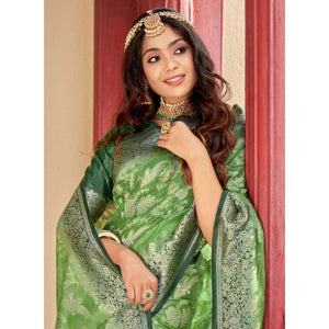 green-partywear-foil-printed-silk-organza-saree-136973