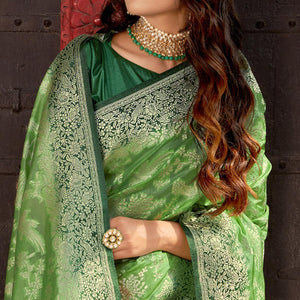 green-partywear-foil-printed-silk-organza-saree-136973
