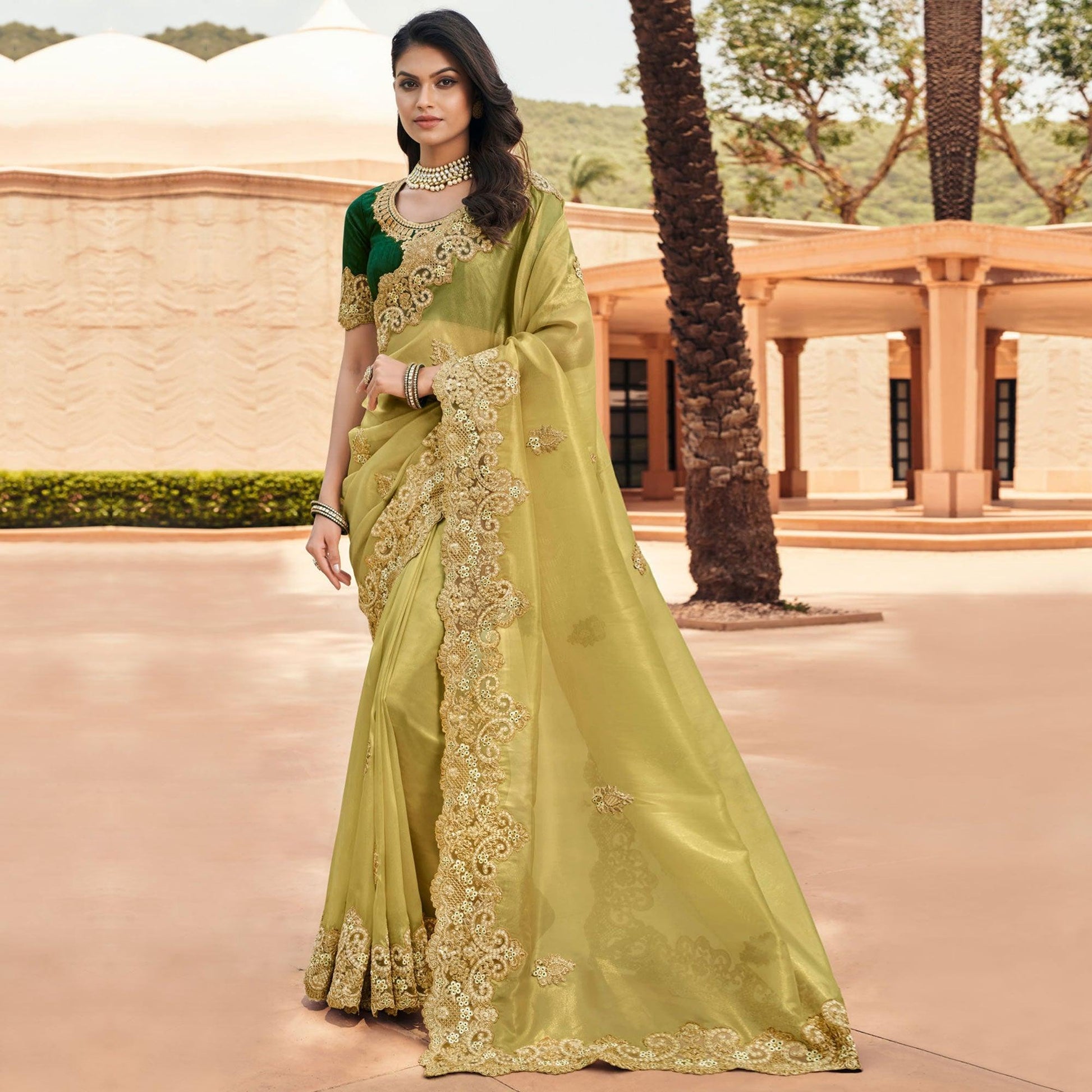 green-partywear-gold-coating-embroidered-silk-saree-121220
