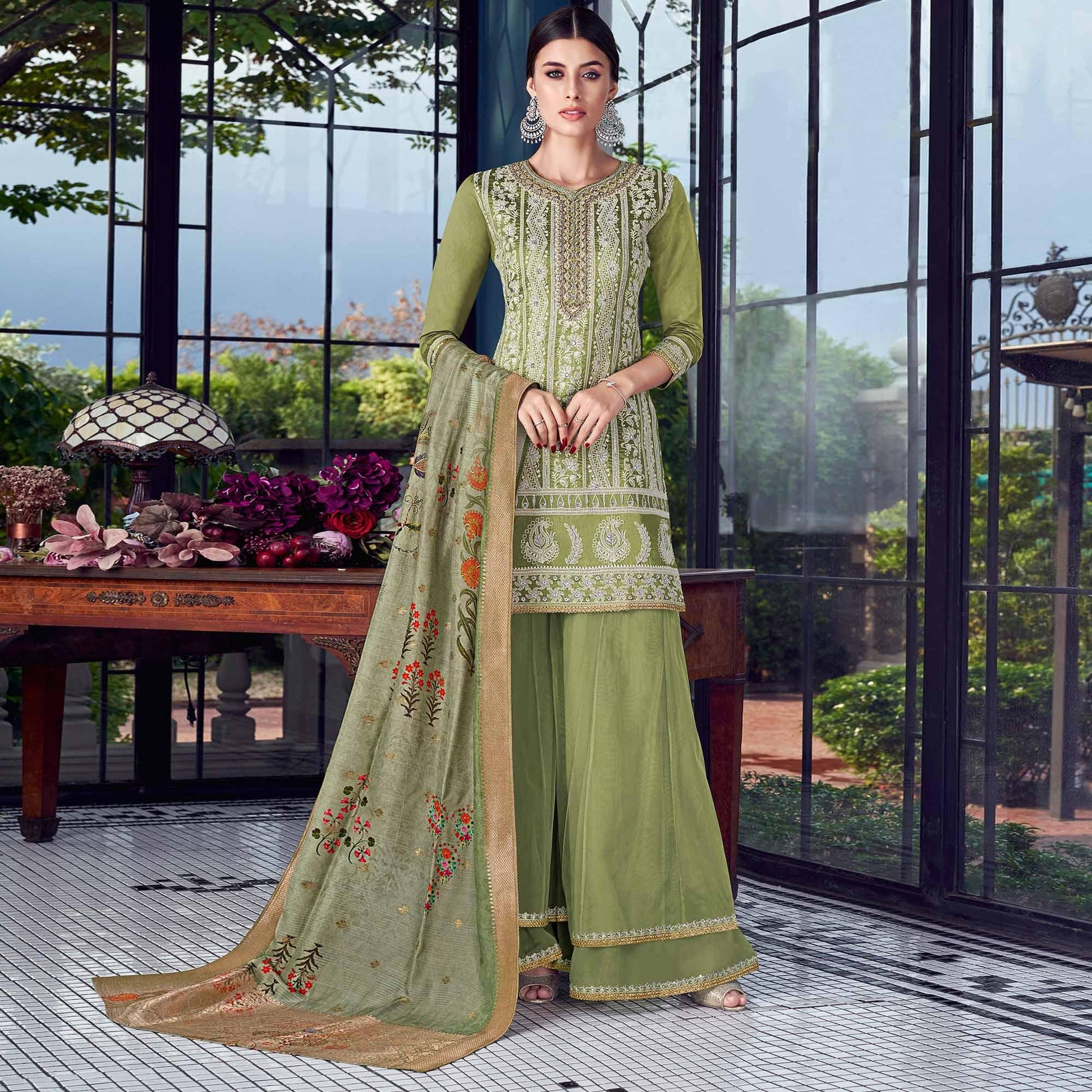 green-partywear-lakhnavi-embroidered-silk-dress-material-111803