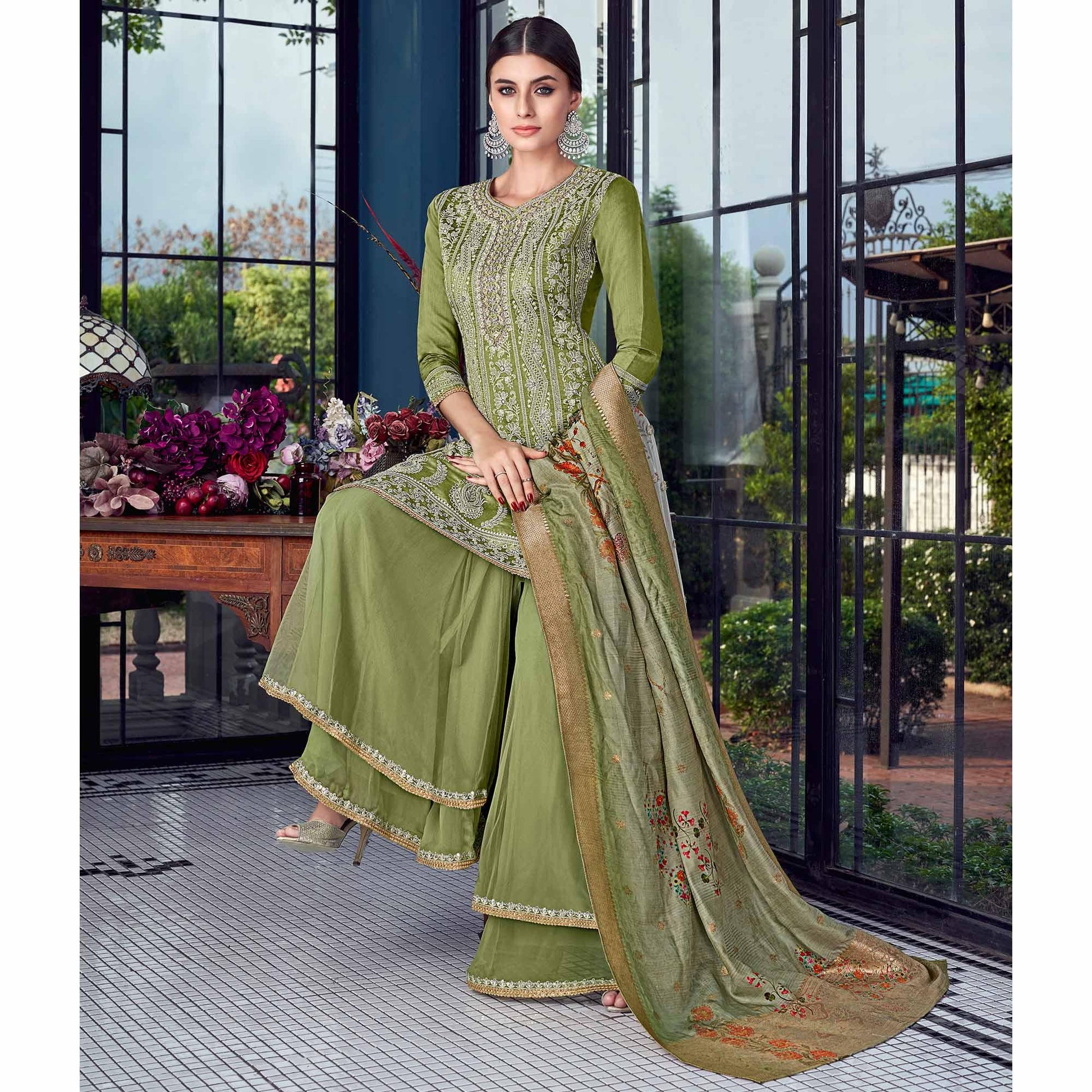 green-partywear-lakhnavi-embroidered-silk-dress-material-111803