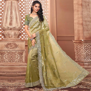 green-partywear-mirror-work-embroidered-organza-saree-136874
