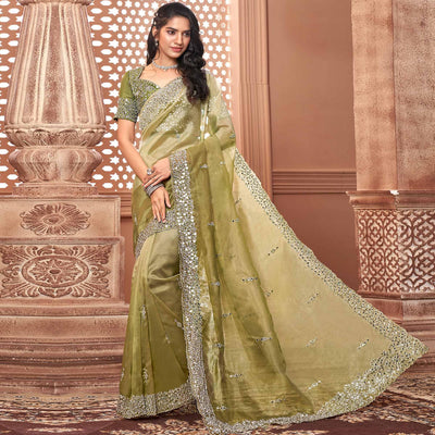 green-partywear-mirror-work-embroidered-organza-saree-136874
