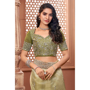 green-partywear-mirror-work-embroidered-organza-saree-136874