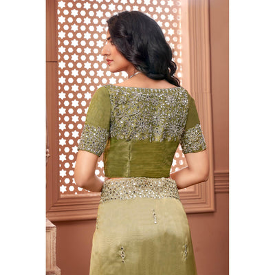 green-partywear-mirror-work-embroidered-organza-saree-136874