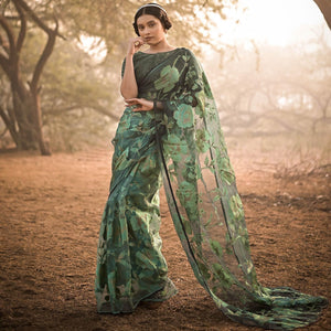 green-partywear-piping-stone-velvet-zari-organza-saree-135542