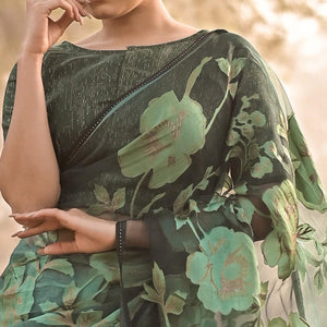 green-partywear-piping-stone-velvet-zari-organza-saree-135542