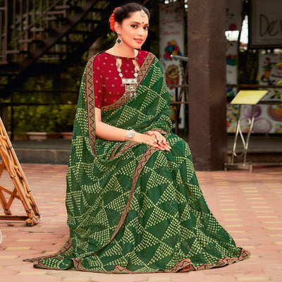 green-partywear-printed-chiffon-saree-with-border-112411