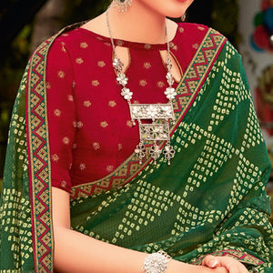 green-partywear-printed-chiffon-saree-with-border-112411