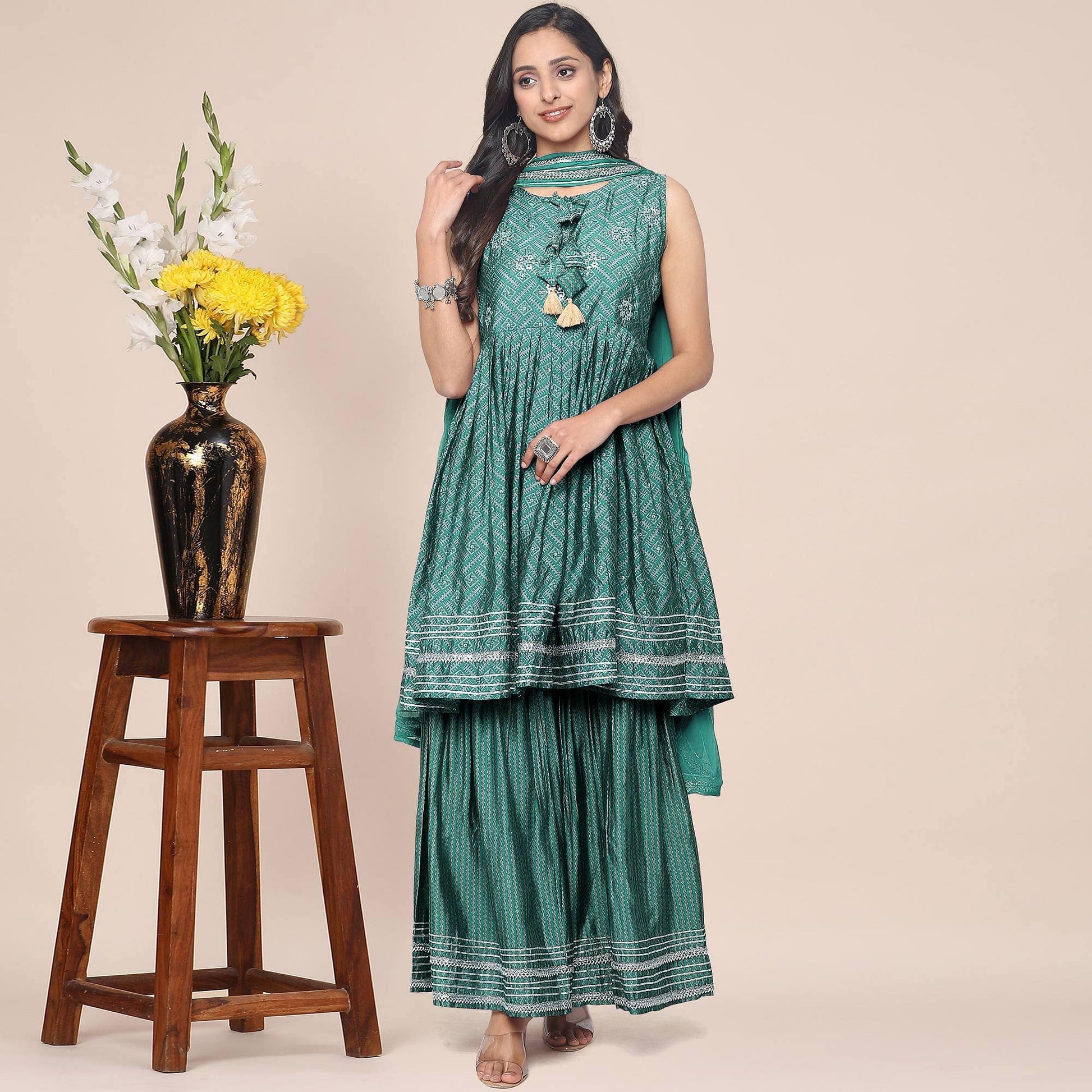 green-partywear-printed-cotton-sharara-suit-128459