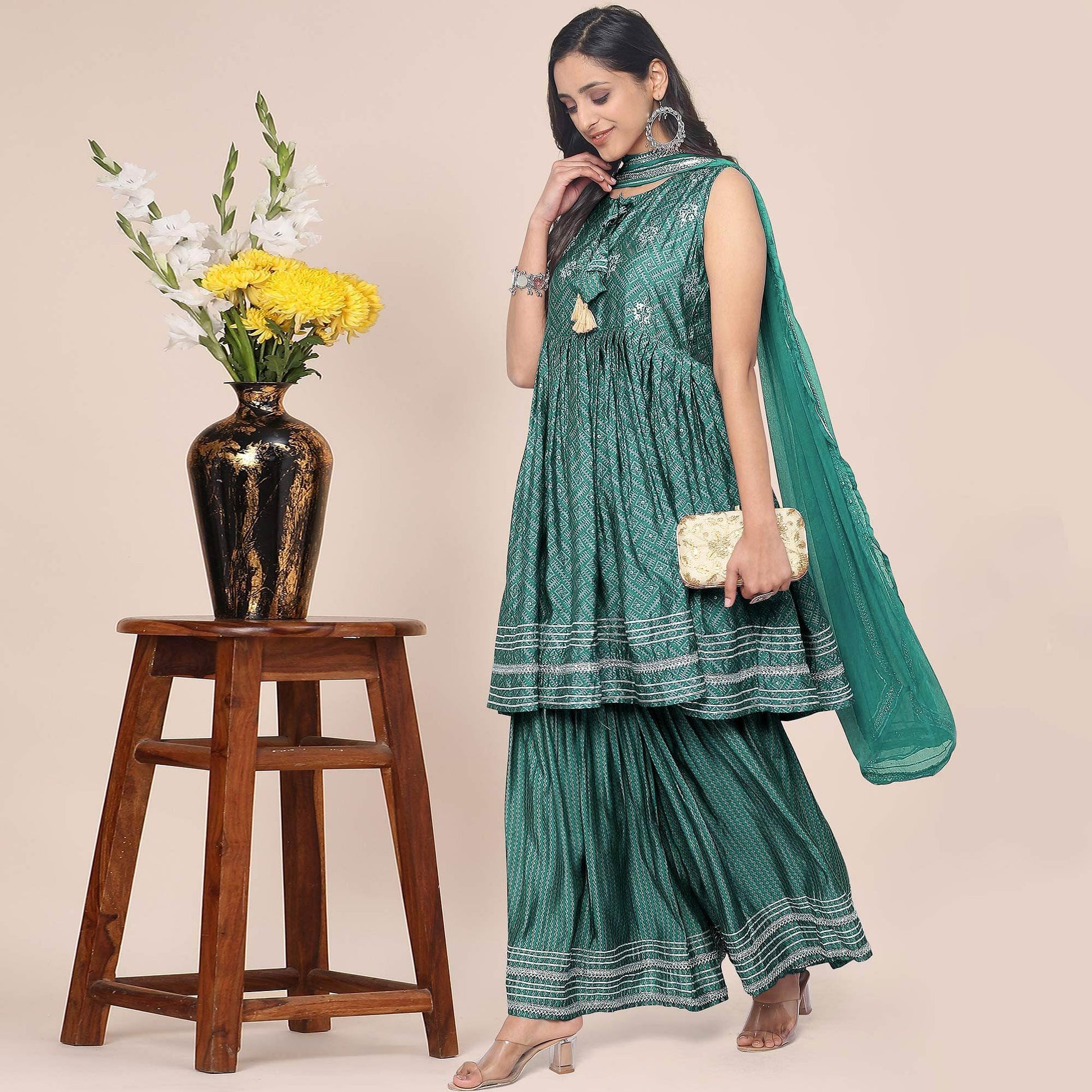 green-partywear-printed-cotton-sharara-suit-128459
