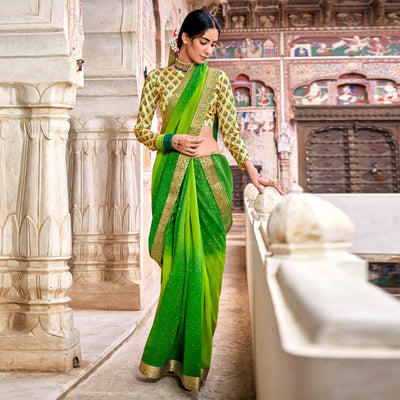 green-partywear-printed-georgette-saree-with-gold-zari-127593