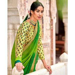 green-partywear-printed-georgette-saree-with-gold-zari-127593