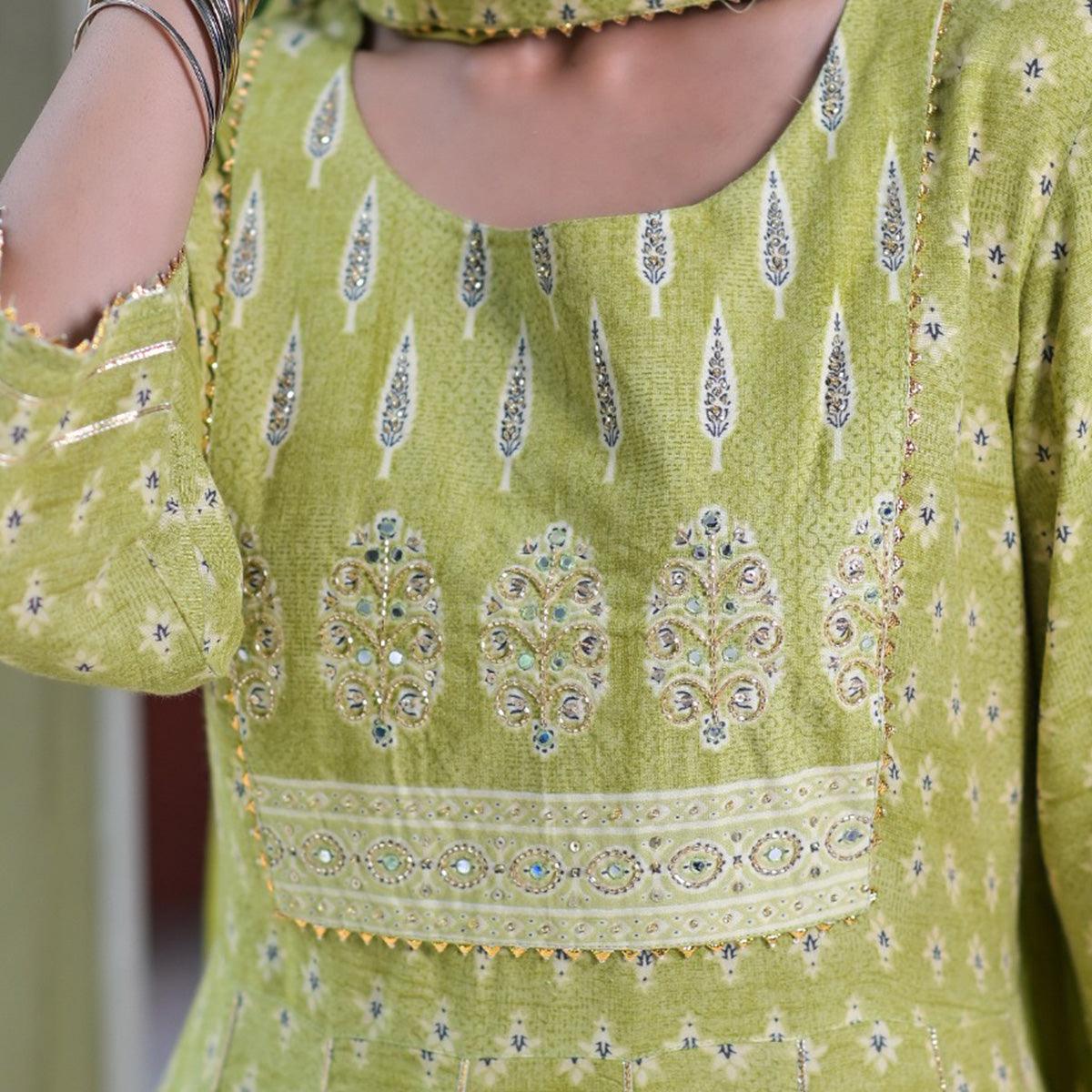 green-partywear-sequence-embroidered-cotton-anarkali-suit-126228