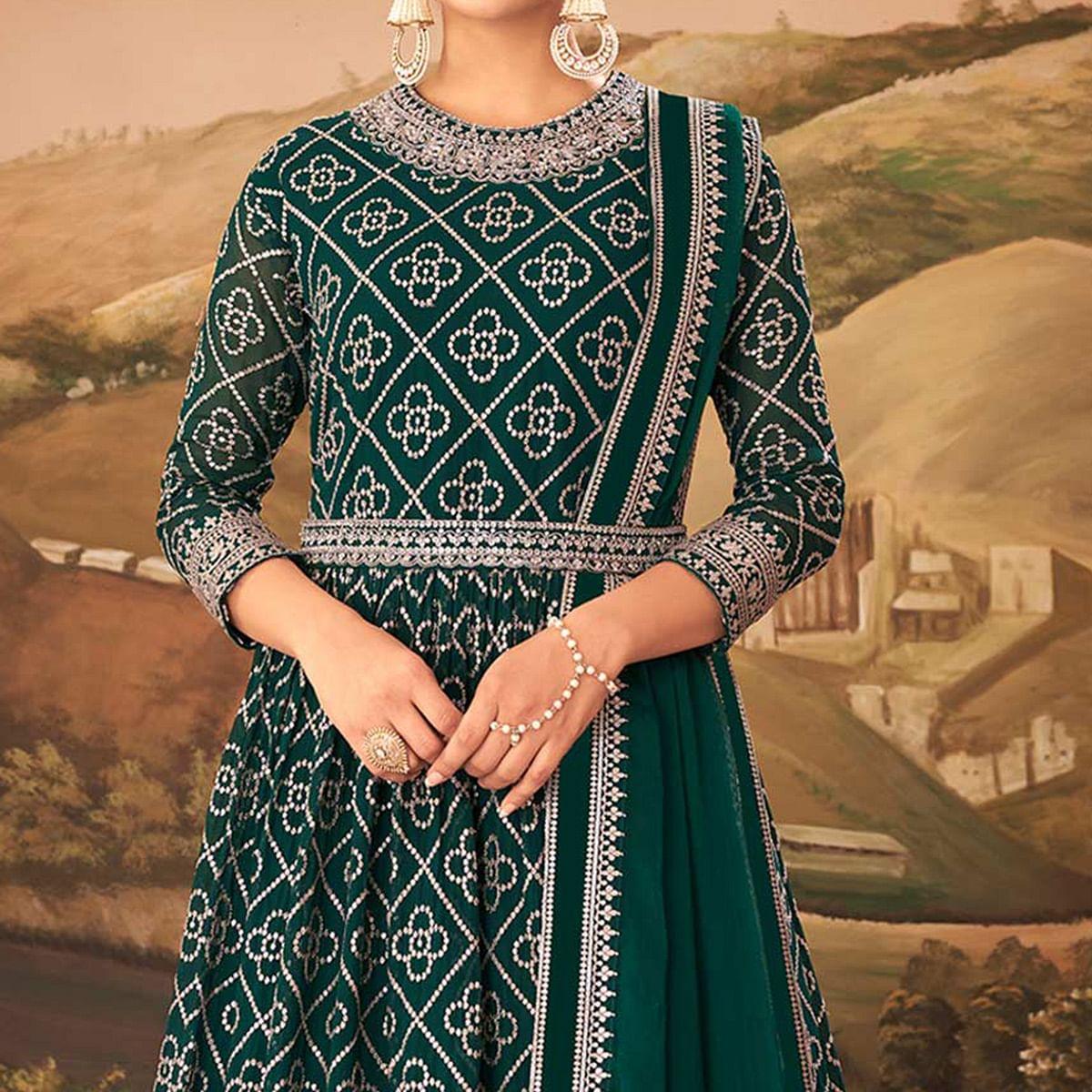 green-partywear-sequence-embroidered-georgette-gown-142370