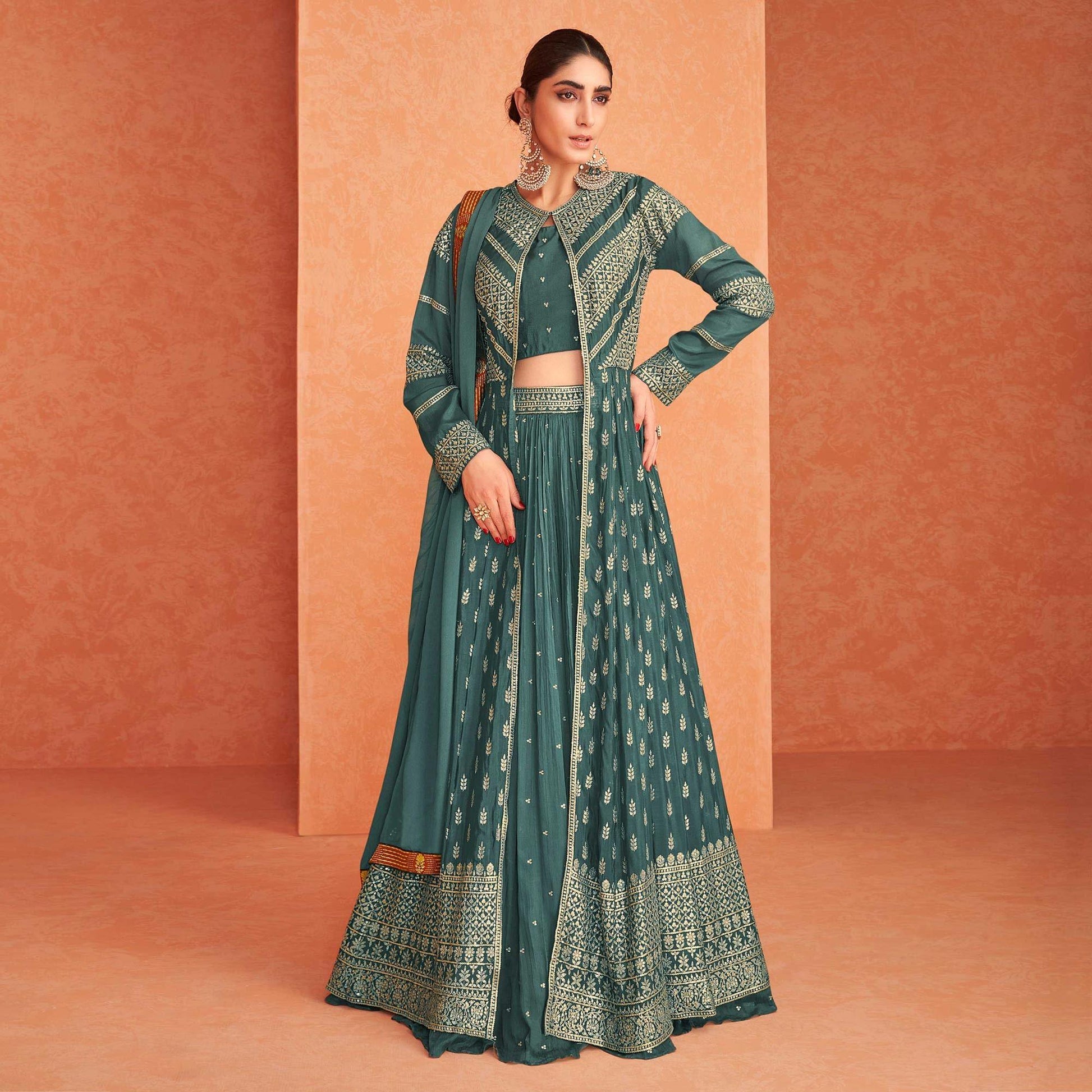 green-partywear-sequence-embroidered-georgette-lehenga-choli-with-jacket-141829