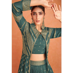 green-partywear-sequence-embroidered-georgette-lehenga-choli-with-jacket-141829