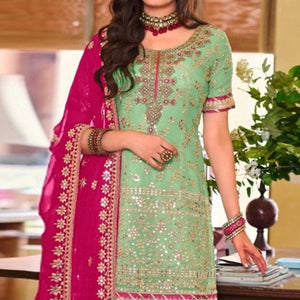 green-partywear-sequence-embroidered-georgette-sharara-suit-138716