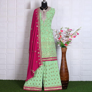 green-partywear-sequence-embroidered-georgette-sharara-suit-138716