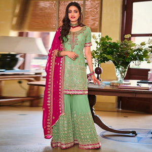 green-partywear-sequence-embroidered-georgette-sharara-suit-138716