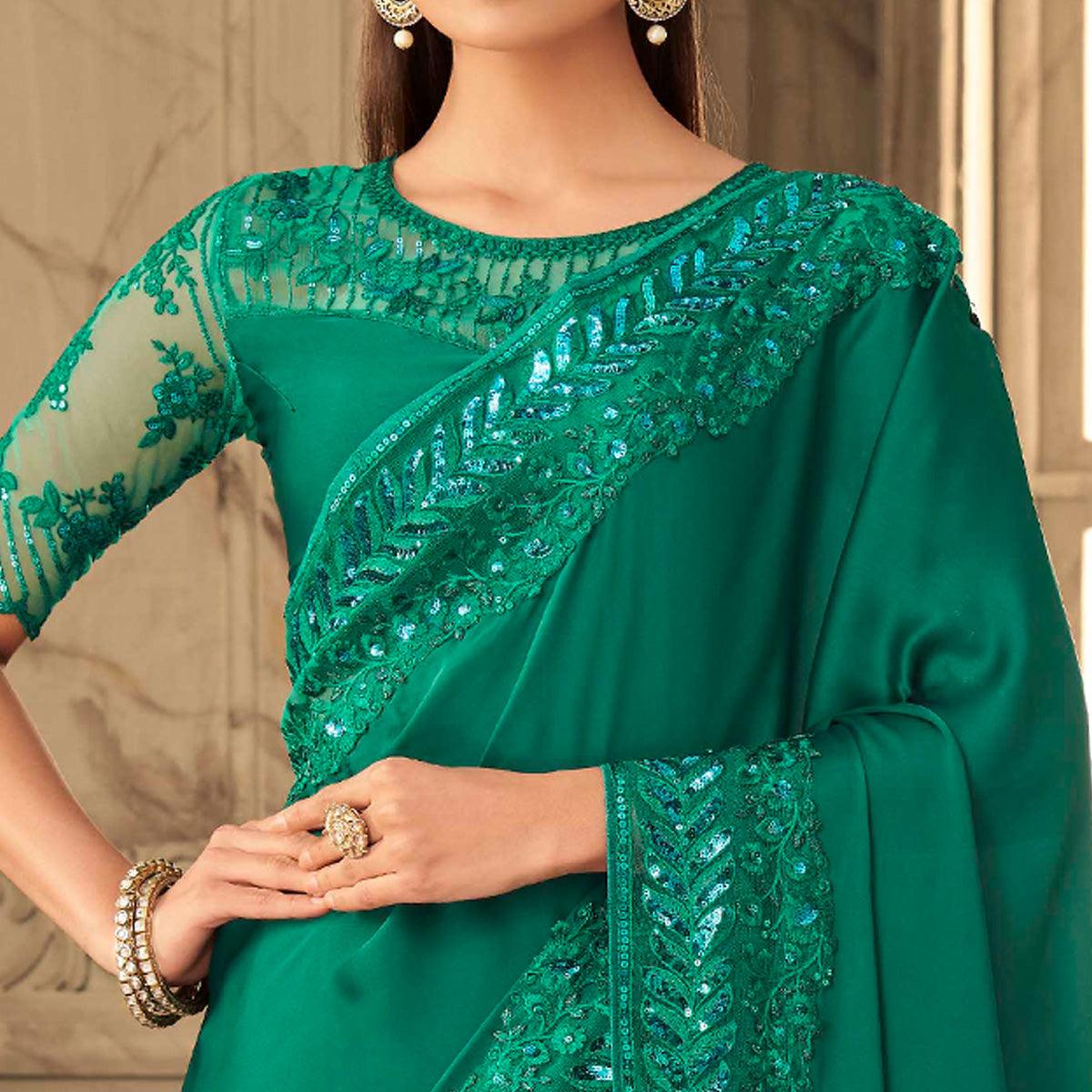 green-partywear-sequence-embroidered-silk-saree-137548