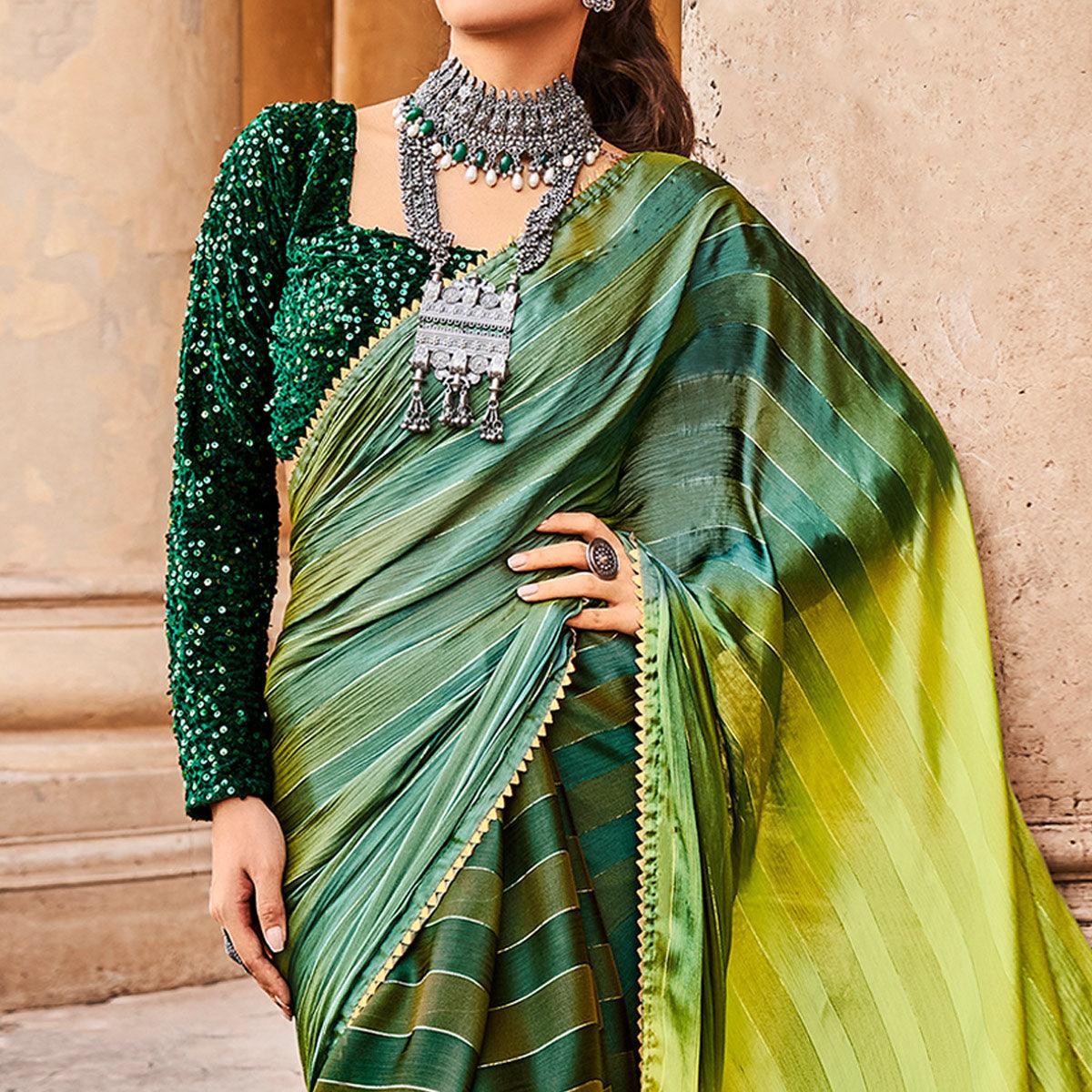 green-partywear-striped-printed-velvet-saree-with-fancy-lace-127436