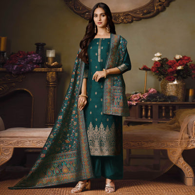 green-partywear-swarovski-work-silk-jacquard-palazzo-suit-127290