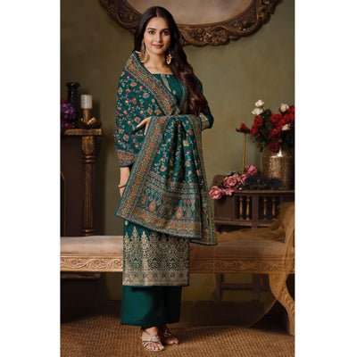 green-partywear-swarovski-work-silk-jacquard-palazzo-suit-127290