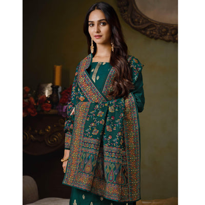 green-partywear-swarovski-work-silk-jacquard-palazzo-suit-127290