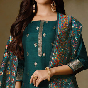 green-partywear-swarovski-work-silk-jacquard-palazzo-suit-127290