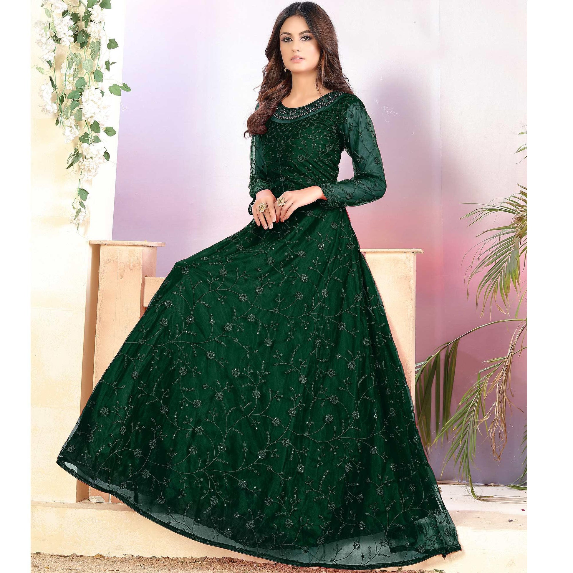 green-partywear-tone-to-tone-thread-and-sequence-work-net-anarkali-111955