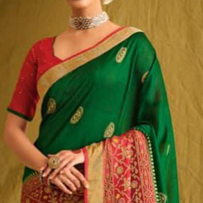 green-partywear-weaving-resham-work-viscose-brasso-saree-133918