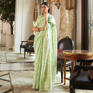green-partywear-woven-modal-saree-117790
