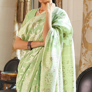 green-partywear-woven-modal-saree-117790