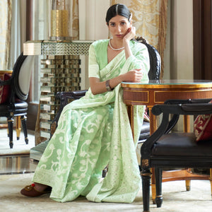green-partywear-woven-modal-saree-117790