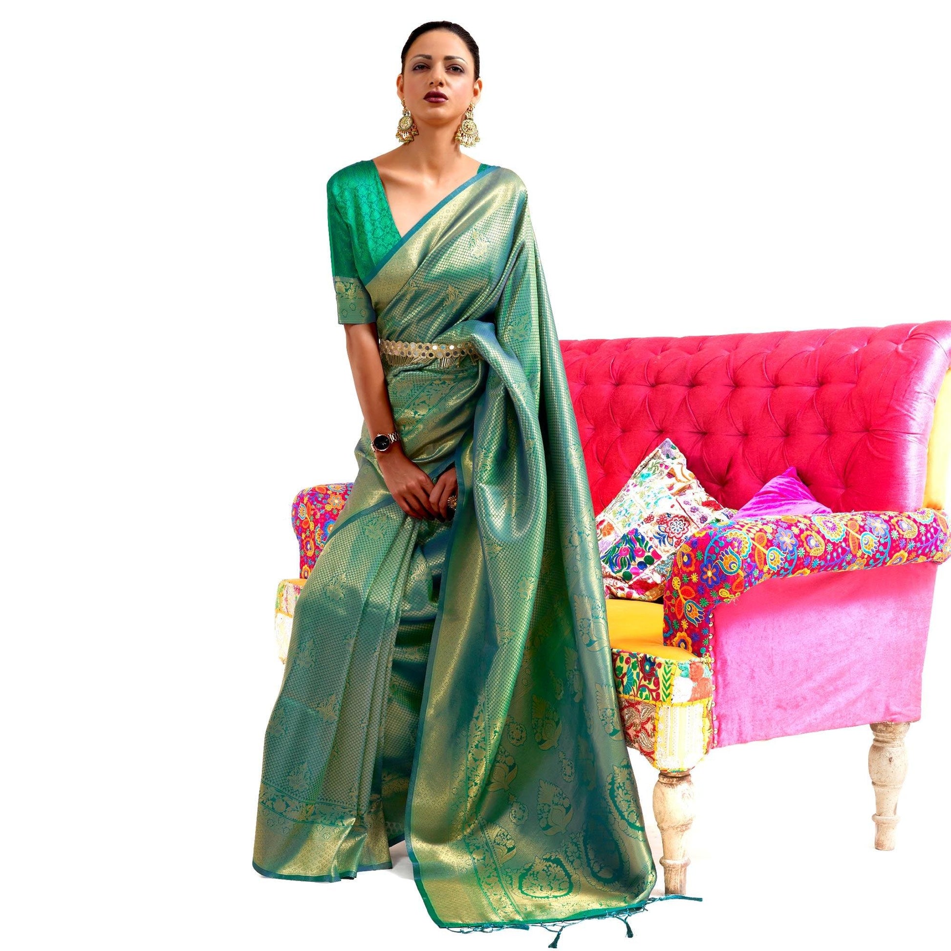 green-partywear-woven-handloom-silk-saree-119977